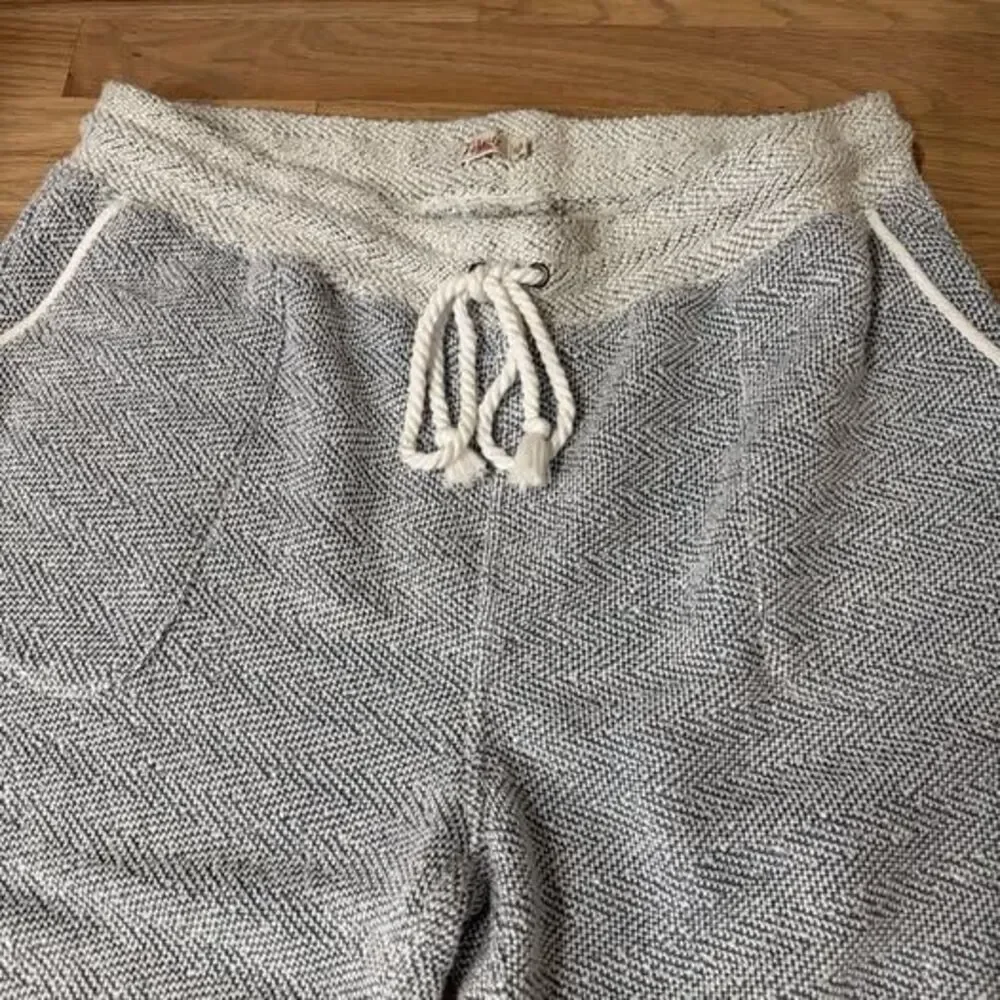 Faherty Women’s Gray Herringbone Jogger Pants Drawstring Slash Pockets XL